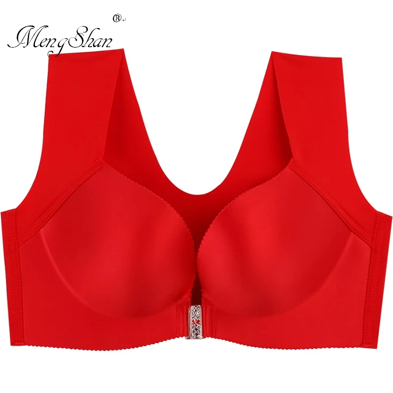 

MengShan Front bra woman No trace of thin money big size bra Fat mm without steel ring lingerie femme Sleep sports vest bra 52D