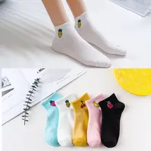 SP& CITY, 5 пар, Мультяшные хлопковые короткие носки с фруктами, летние тонкие носки с милым принтом, женские мягкие однотонные забавные носки, женские Дешевые Носки