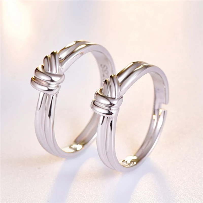 

Personalized Stainless Steel Bridesmaid Gift - Knot Ring Set Knotted Love /Dainty Promise -Adjustable -Graduation 2pcs/pair