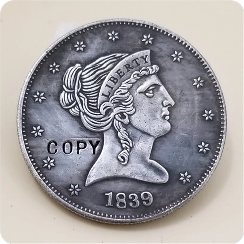 Копия копии сша 1839 P50C обратная голова половина доллара шаблон копия монеты