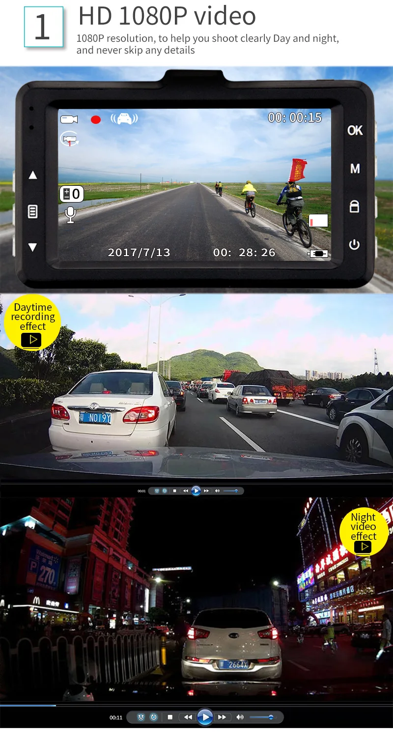 Dashcam Full HD 1080P 170 градусов широкоугольная Автомобильная Dvr камера 30fps привод рекордер " Автомобильный регистратор g-сенсор тире камера