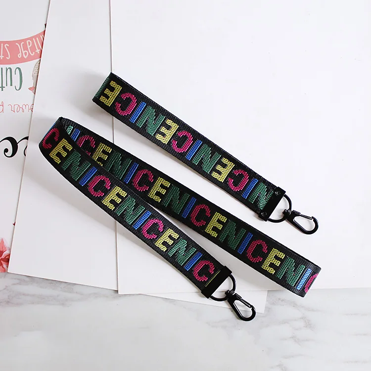 

2pcs/lot embroidered Printing letters woven belt Lanyard Neck Strap for key ID Card DIY mobile phone shell accessories hand rop