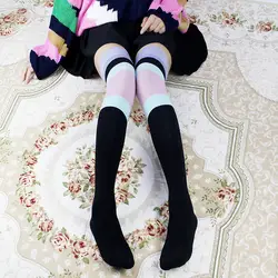 Модные Хлопковые женские носки удобные сексуальные гольфы японский стиль женские чулки облегающие высокие носки Большие размеры