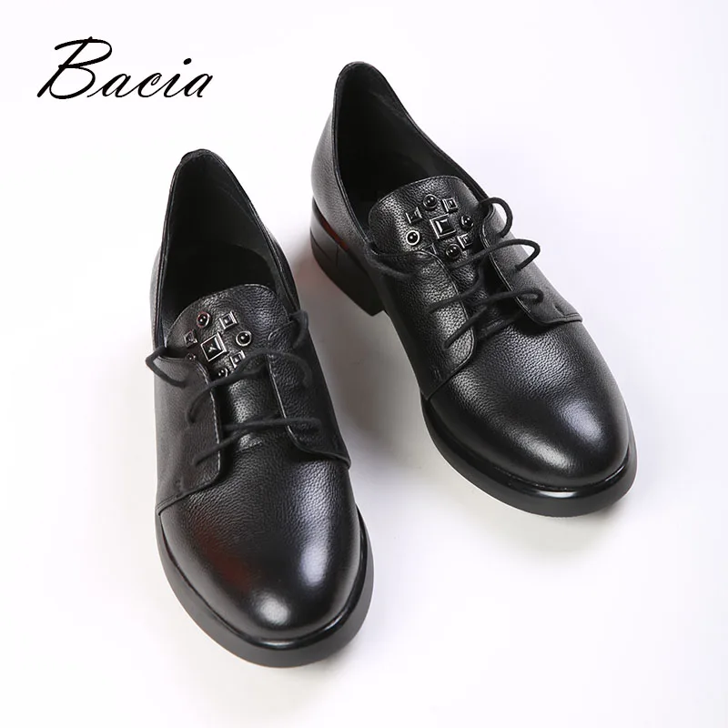 

Bacia spring flat shoes women's shoes Lok Fu shoes leather soft bottom elegant low with female leather cowhide breathable