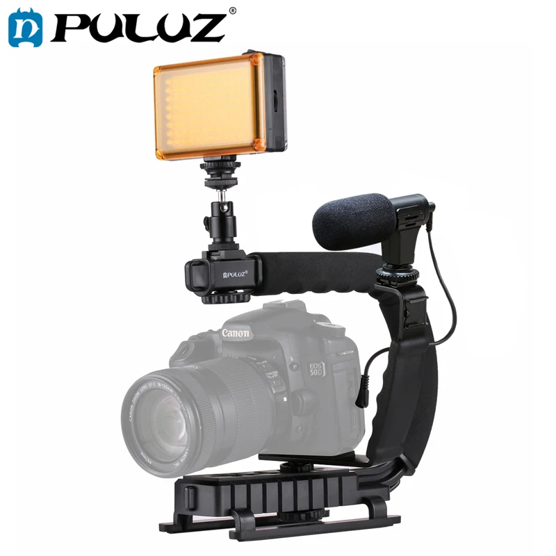 

PULUZ DV Bracket Stabilizer Set U/C Shape Portable Handheld Bracket LED Studio Light Microphone Kit For iPhone Nikon Canon