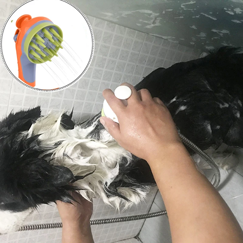 3-в-1 животное Массажная щетка для ванны Pet инструмент для купания удобный массажер для собак кошек лошадь специальный душ опрыскиватель расческа для собаки гребень