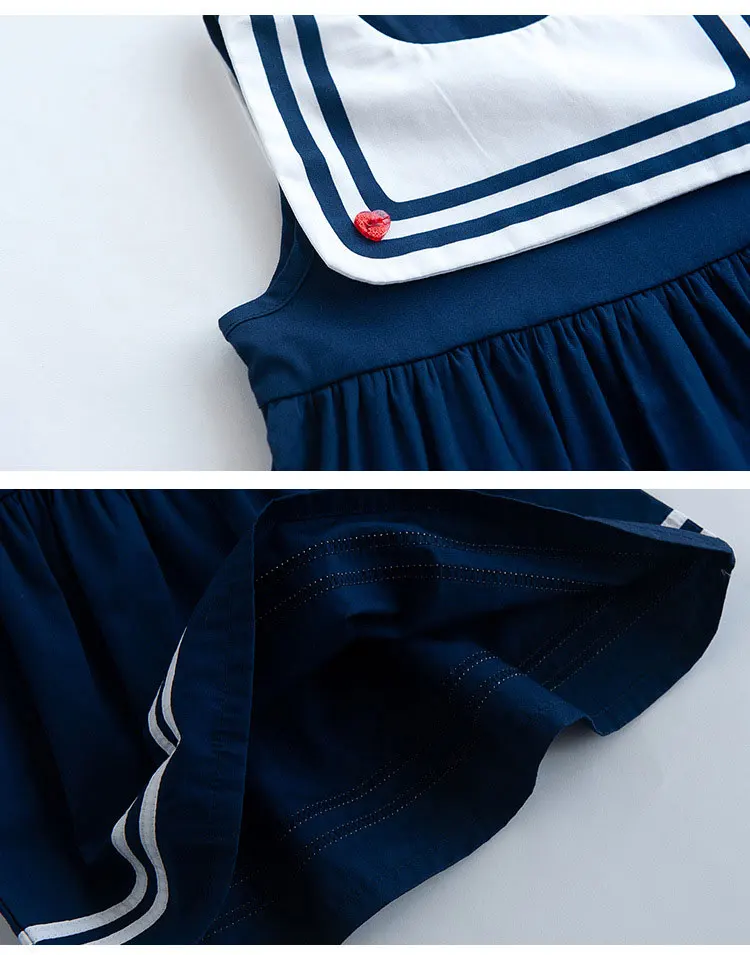 2018 New Toddler Girl Dress Child Sleeveless Dresses for Girls Kids Sailor Collar Summer Dress for school Clothing Children  (5)