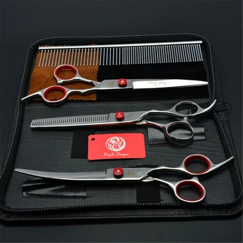 

Suit 6" 17.5cm Purple Dragon Red Screw Grooming-for -dogs Cutting Shears Thinning Scissors Pets Hair Clippers Set Add Bag Z3001
