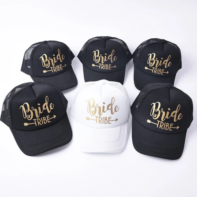 Надпись «Bride Tribe» Snapback Кепка-тракер Кепка с сеточкой и золотыми буквами стрелка Свадебные Бейсбол Кепки