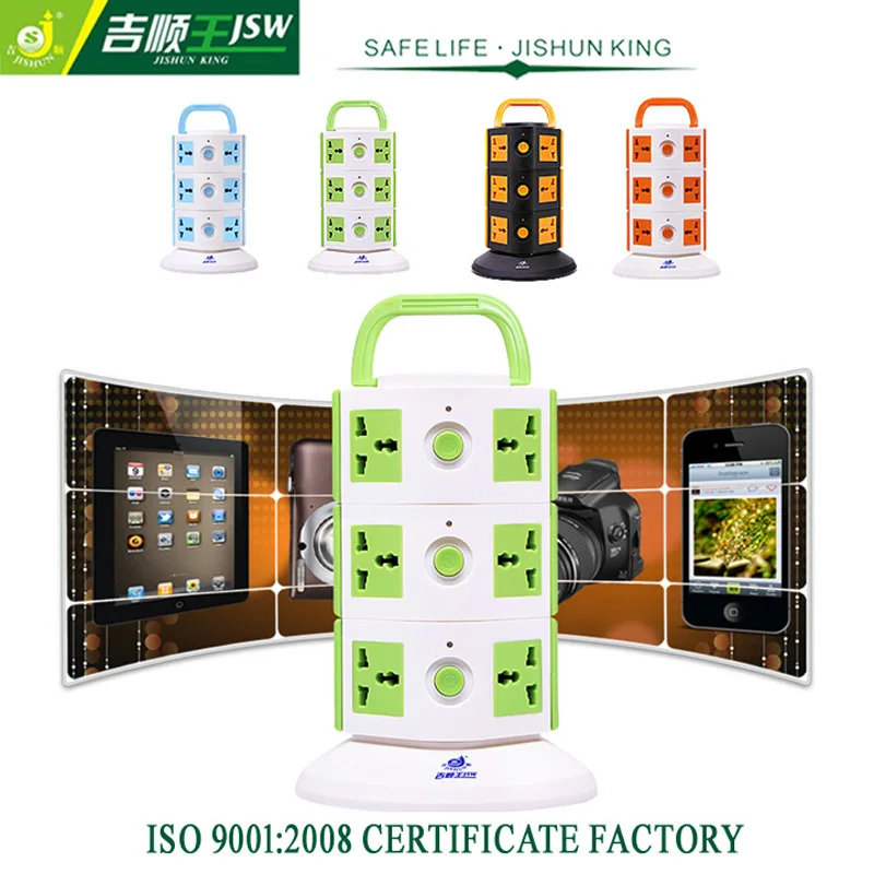 Electrical Plug Socket Multi Universal AC Power 2500W Singapore Tower Extension 12 Outlets