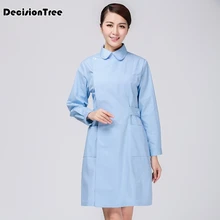 Женское медицинское пальто, одежда для медицинского обслуживания, Униформа, одежда для медсестер, длинный рукав, полиэстер, защита, лабораторные пальто, ткань