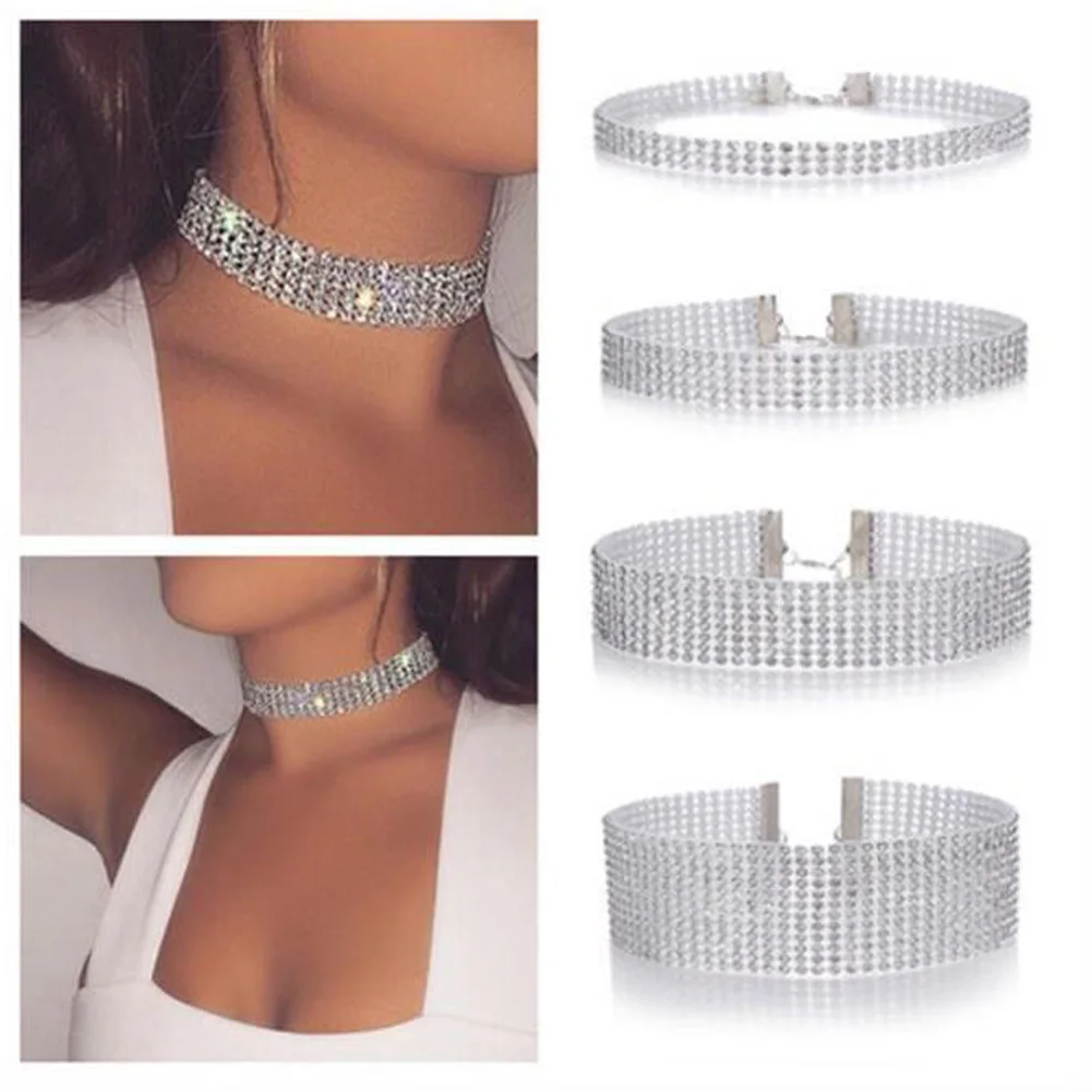 

1PC Fashion lovely Women Full Crystal Rhinestone Choker Necklace Wedding Christmas Party Jewelry 2019 New Hot