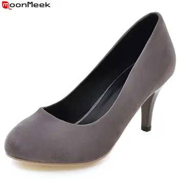

MoonMeek new 2020 summer spring ladies shoes high heels round toe shallow slip on dress pumps thin heel simple party shoes