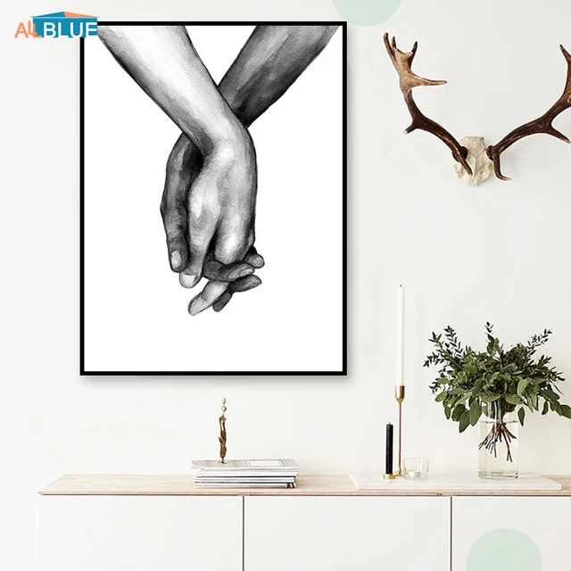 Nordic Poster Black And White Holding Hands Canvas Prints Lover Quote Wall Pictures For Living Room Nordic Poster Black And White Holding Hands Canvas Prints Lover Quote Wall Pictures For Living Room Abstract Minimalist Decor