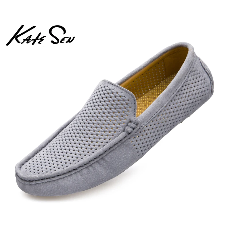 

KATESEN men's mesh comfortable shoes British fashion business casual soft bottom large size PU handmade breathable wild loafers