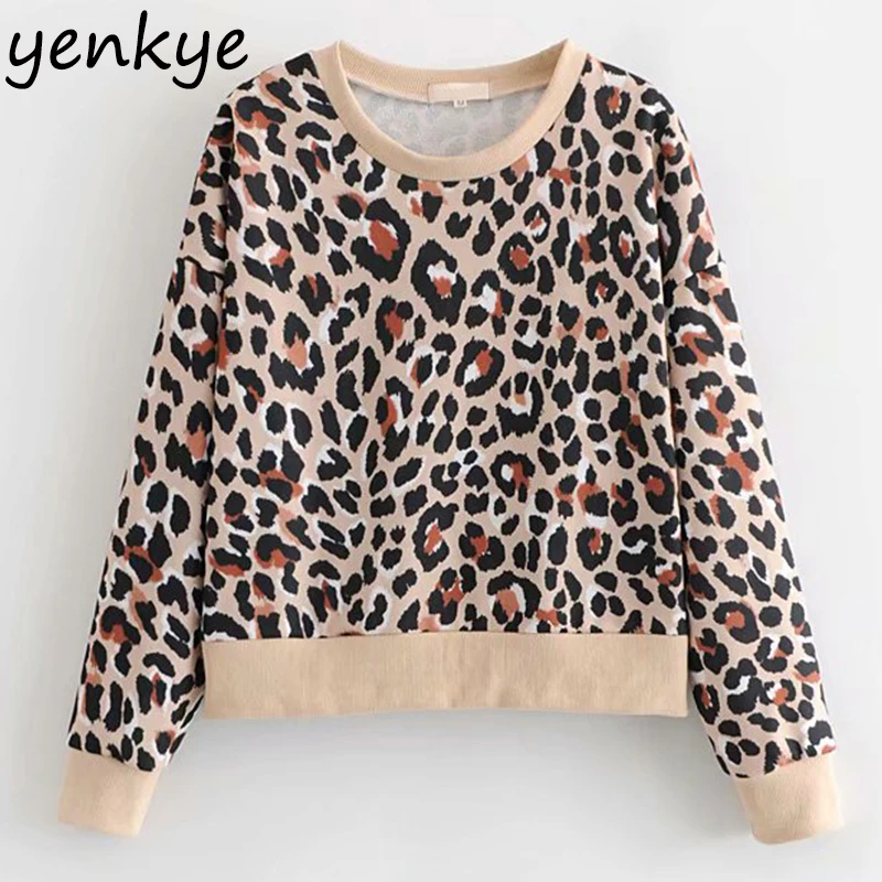 Winter Vintage Animal Print Hoodies Women O Neck Long Sleeve Casual