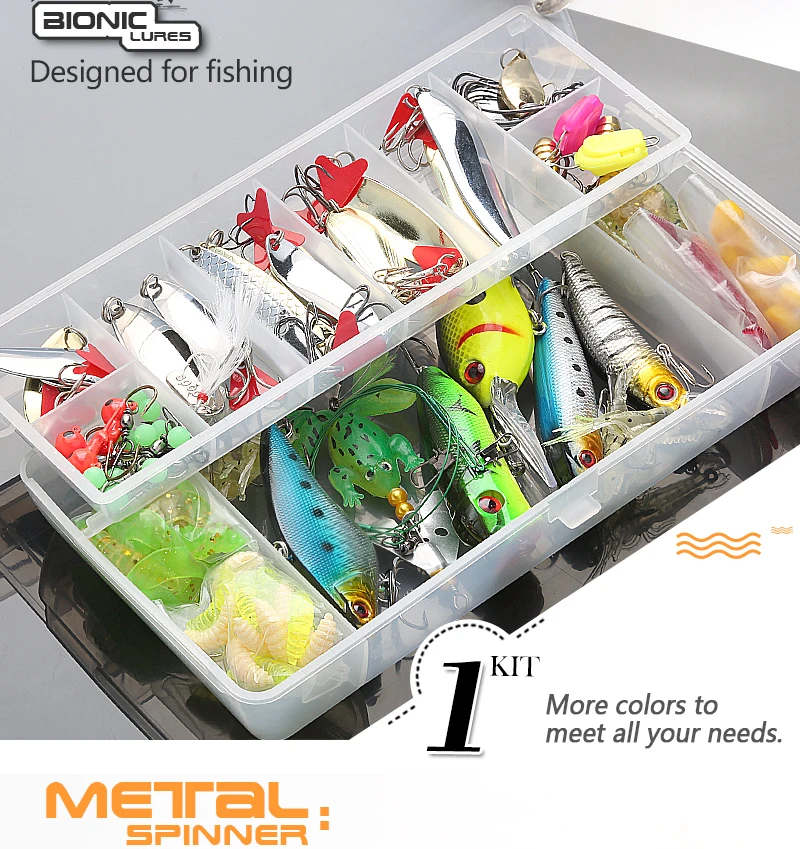 Fishing Lure MinnowPopperWobbler Spoon Metal Lure Soft Bait Fishing Lure Kit Isca Artificial Mixed ColorStyleWeight (7)