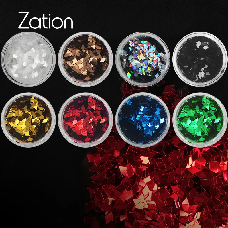 

Zation Nail Polish Decorations Rainbow Shinning Mirror Nail Glitter Perfect Holographic Nails Dust Laser Nail Accessories Silver