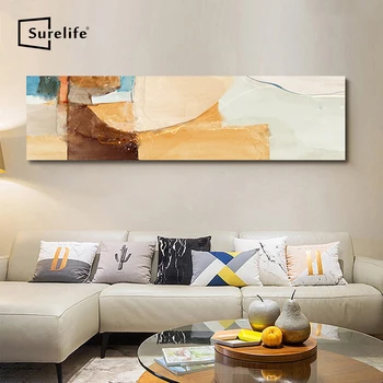 

DIY Solid Pine Wood Photo Frame Watercolor Abstract Canvas Painting Stretched Poster Print Wall Art Pictures Bed Room Decor Gift