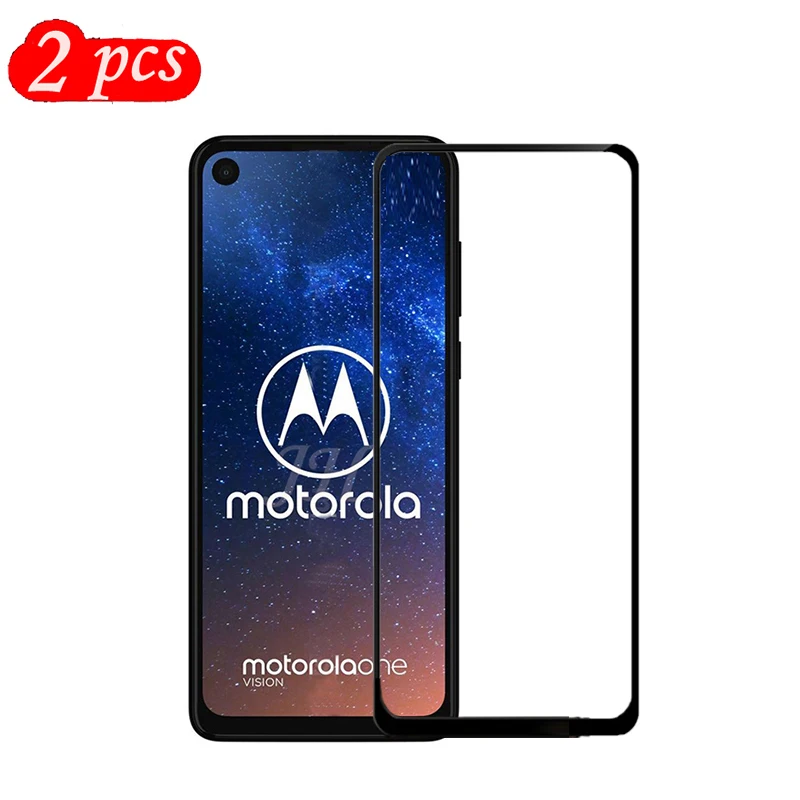 

2 Packs Full cover Tempered Glass for Motorola Moto One Vision Screen Protector 9H on Phone Protective Glass for Moto One Vision
