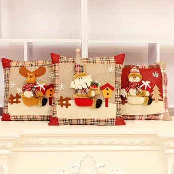

Christmas Grid Cushion Cloth Cushions home decor Santa Claus Cute Pillow Elk Throw Pillow snowman chair cushion 35*35cm Cushions