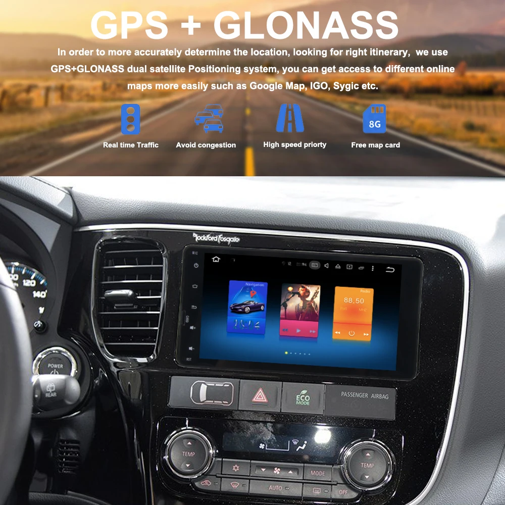 Sale Stereo Head Unit 2 Din Android GPS for Mitsubishi lancer outlander ASX auto-radio Glonass navigation 4Gb+32Gb Android PX5 8-Core 1