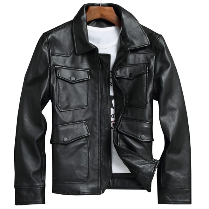 

Flight Mens Genuine Leather Cowleather Jacket Coats Oversized 6XL Automotive Mans Real Sheepskin Leather Jacket and Coats A603