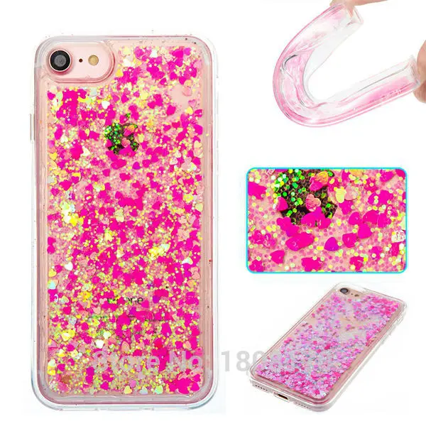 Мягкий гелевый Чехол из ТПУ с зыбучим песком для Iphone 7 I7 6 6S Plus I6 5 5S SE 4 4S Ipod touch Bling