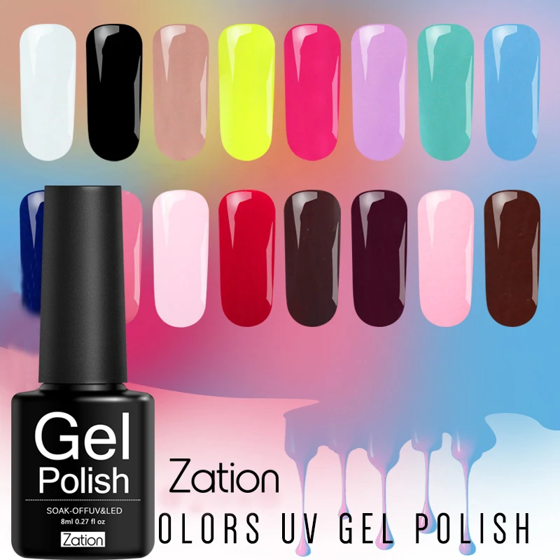 Zation Pure Color 8ML Gel Nail Polish 29 COLORS LED Gel Lamp Varnishes 