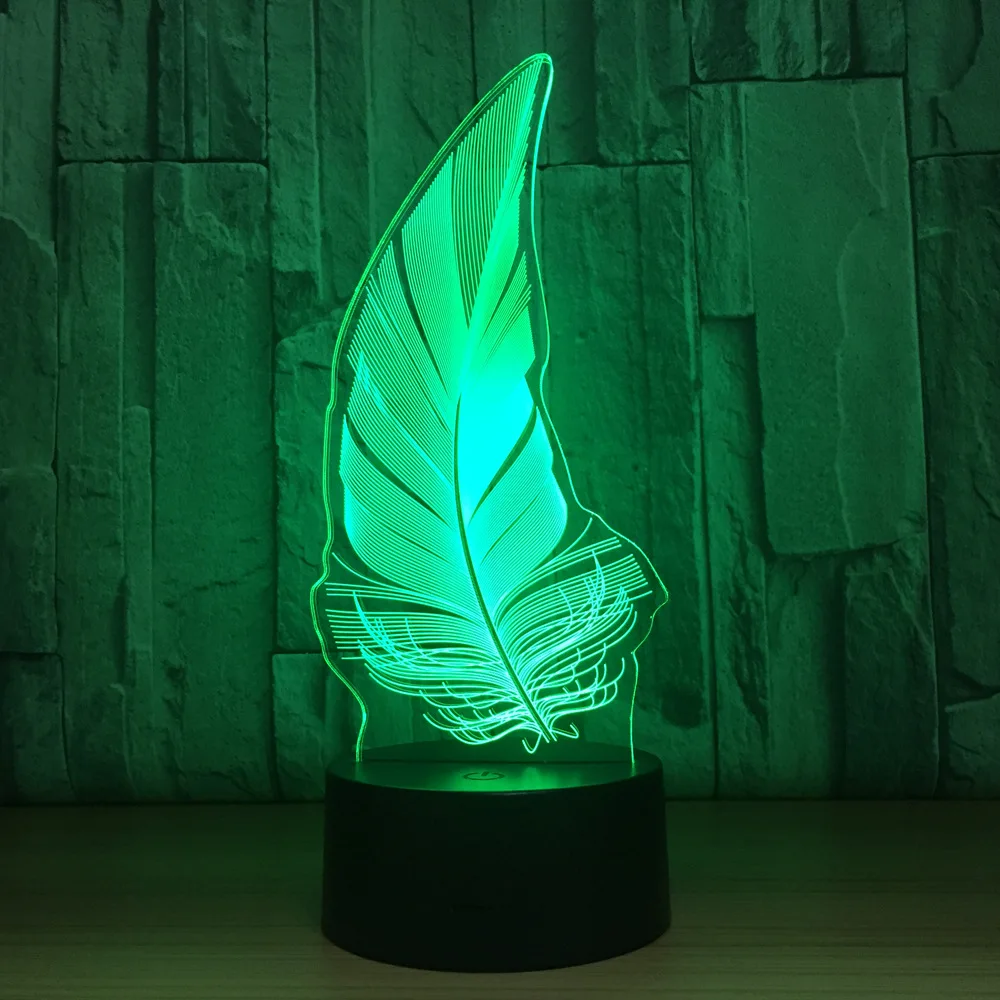 7 color 3D feather night light smart home lamp energy saving led lights