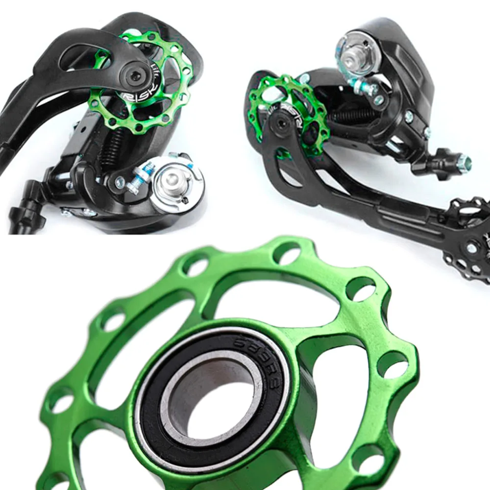 

QILEJVS 11T Bike Aluminum MTB Alloy Bearing Jockey Wheel Rear Derailleur Pulleys 4 Color