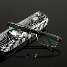 Мужские и женские очки для чтения, Модные металлические полуоправы, полимерная линза, очки для дальнозоркости, Чехол для очков R135