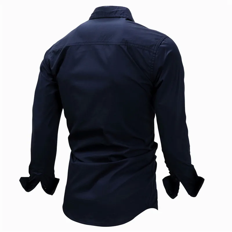 Fredd Marshall Fashion Men's Shirts Spring Cotton Solid Color Long Sleeve Male Shirt with Zipper Pockets Camisa Masculina Plus Size (15)