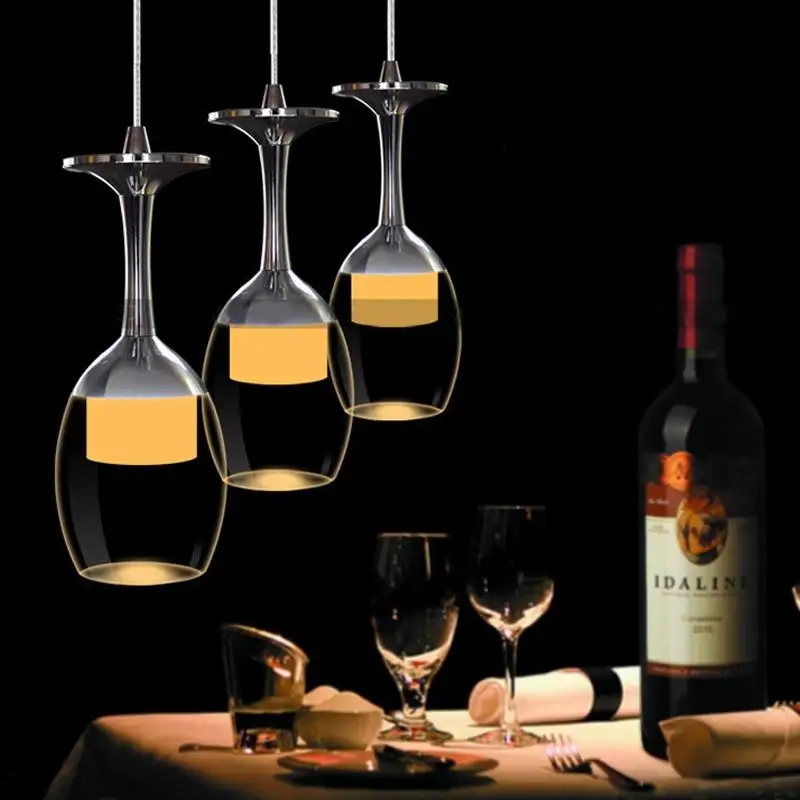 

SOLLED LED Modern Minimalist Creative Wine Glass Pendant Lamp Fixture Lighting Chandelier