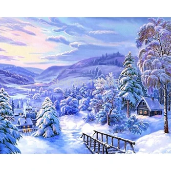 

Cross Stitch Bule Sky Snow Mountain Tree Landscape Image Scroll Diamond Painting Canvas HandiCraft Resin Craft Mosaic Embroidery