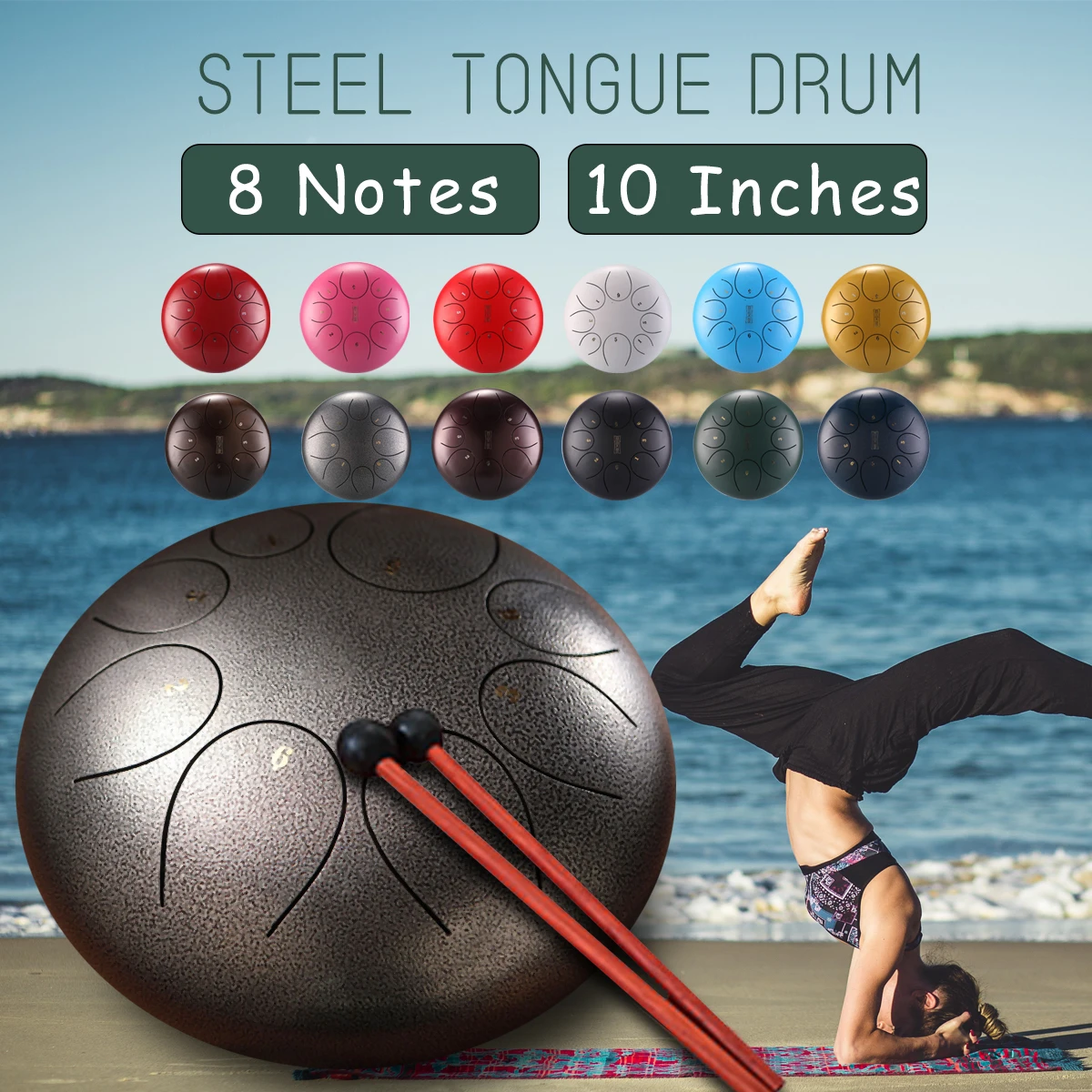

8 inch Steel Drum Tank Drum 8 Notes Pentatonic Scale Hank Hand Drum with Bag + Drumstick + Drum Stick Package +Maintenance Oil