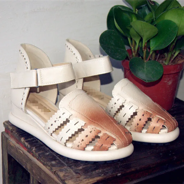 2015 new summer sandals with hollow girls Mori women shoes Vintage Carved Velcro shoes,Khaki& White 2015 new summer sandals with hollow girls Mori women shoes Vintage Carved Velcro shoes,Khaki& White