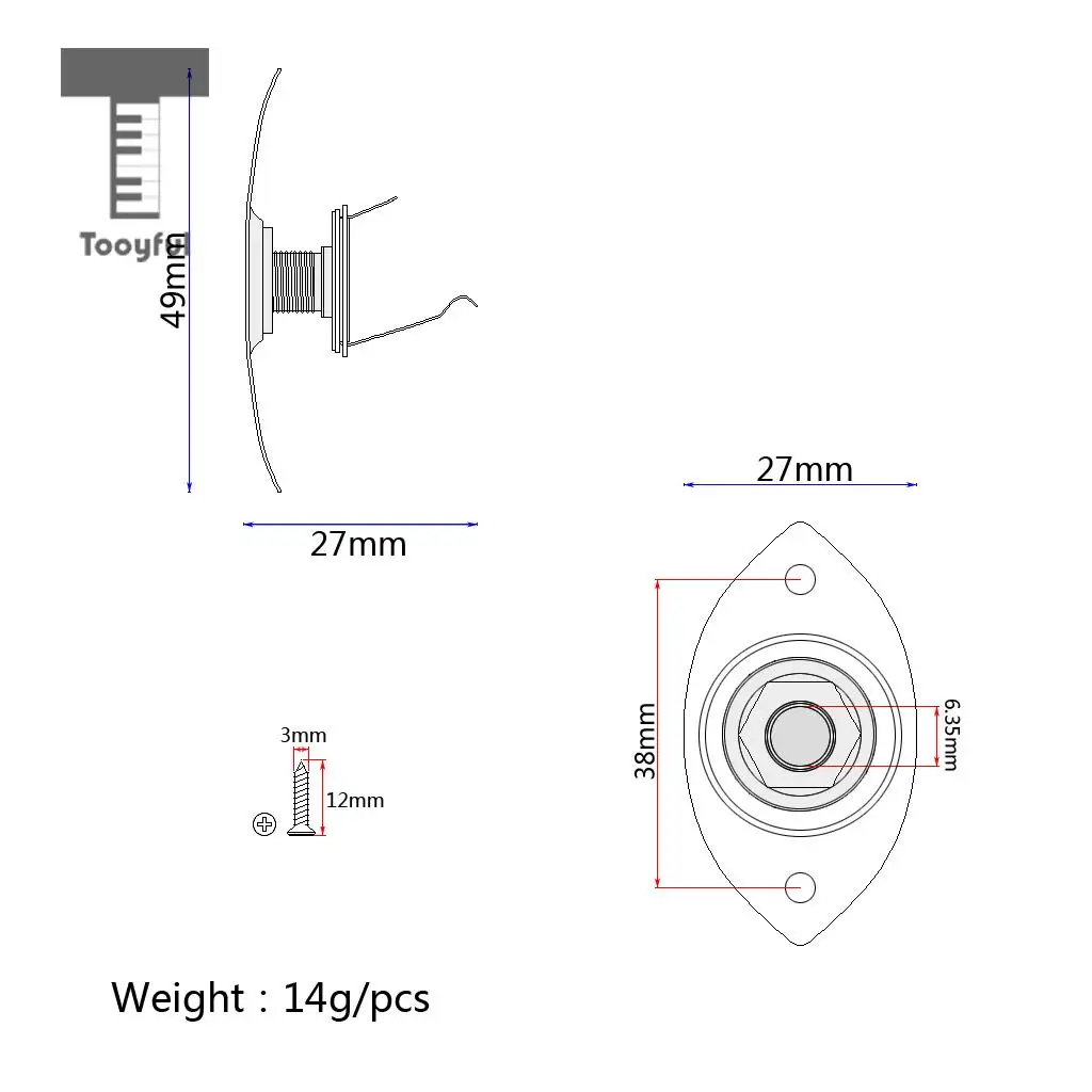 Tooyful 1/4'' Oval Indented Guitar Output Jack Plate Socket for ST Tele Electric Guitar