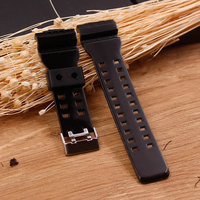 Watch Accessories Applicable for Casio GSHOCK Watch Band GLS GD GA100 GD100 GA120 Gold Buckle Silver Buckle Glossy Resin Strap Watch Accessories Applicable for Casio GSHOCK Watch Band GLS GD GA100 GD100 GA120 Gold Buckle Silver Buckle Glossy Resin Strap