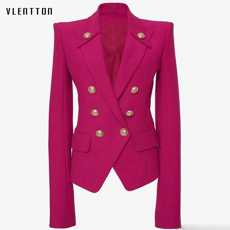 

High Quality Newest Runway Designer Women's Jackets And Blazer Double Breasted Metal Button Office Lady Blazers Female Outwear