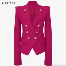High Quality Newest Runway Designer Women's Jackets And Blazer Double Breasted Metal Button Office Lady Blazers Female Outwear