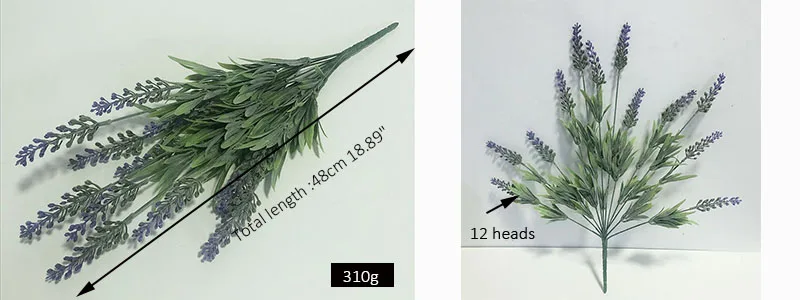 12 головок романтика, Прованс украшения лаванды Искусственные цветы пластик волокно Декор моделирование водных plants1pc