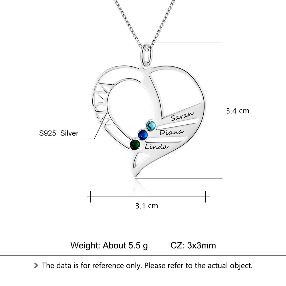 Mom's Jewelry имя Цепочки и ожерелья Персонализированные Камень выгравировать имя 925 стерлингов Серебряные ожерелья и подвески(JewelOra NE102363