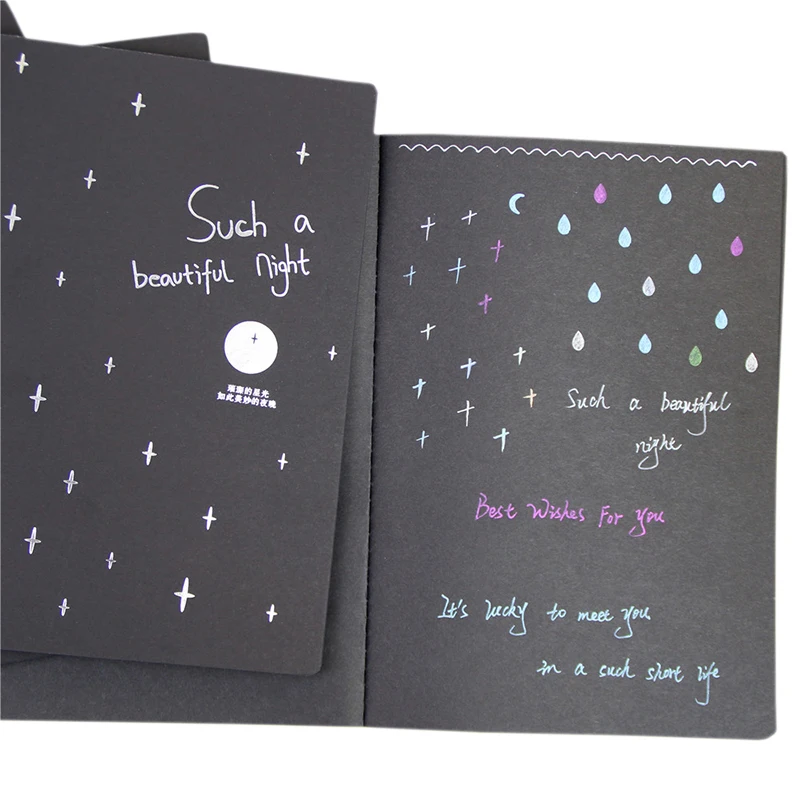 

1 Notebook Diary Black Paper Notepad 32k Sketch Graffiti Notebook For Drawing Painting Office School Stationery Gifts