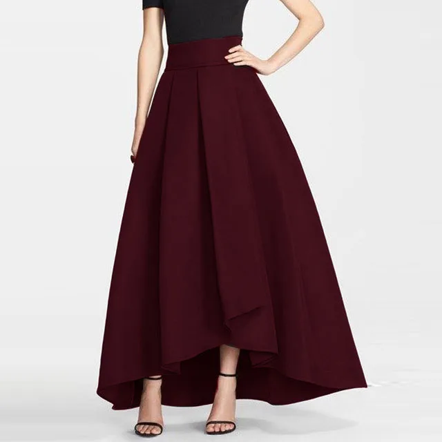 Navy Blue New Arrival High Low Satin Long Warm Skirts Women Party