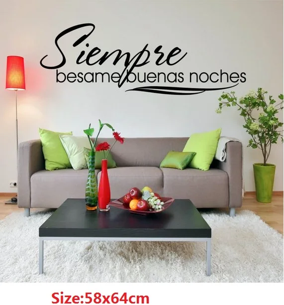 Spanish Wall Decal - Siempre besame buenas noches - Home Wall Decal Vinyl Lettering 