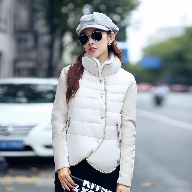 Womens Han Edition Collars Splicing Thin and Short Winter Fashion Collar of Cultivate One s Morality