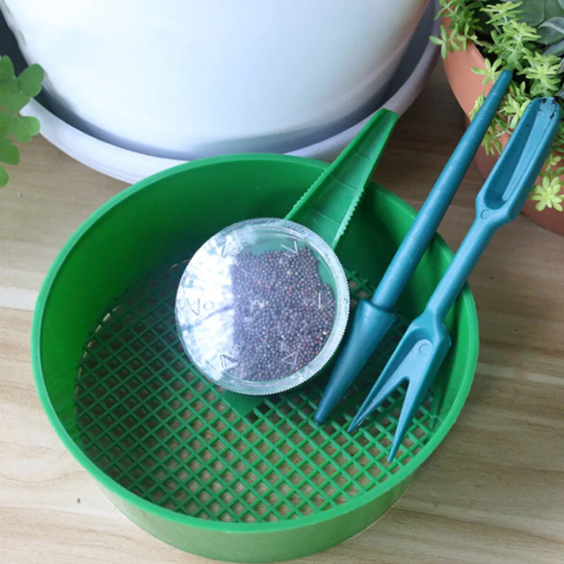 

3pcs Plastic Sifting Pan Seedling Seeder Tool Garden Soil Seed Sower Dig Seedlings Transplanting Garden Tool