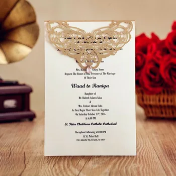 

Gold laser cut wedding party invitations with rhinestone,menu card birthday anniversary Invitation cards,100pcs,Express shipping
