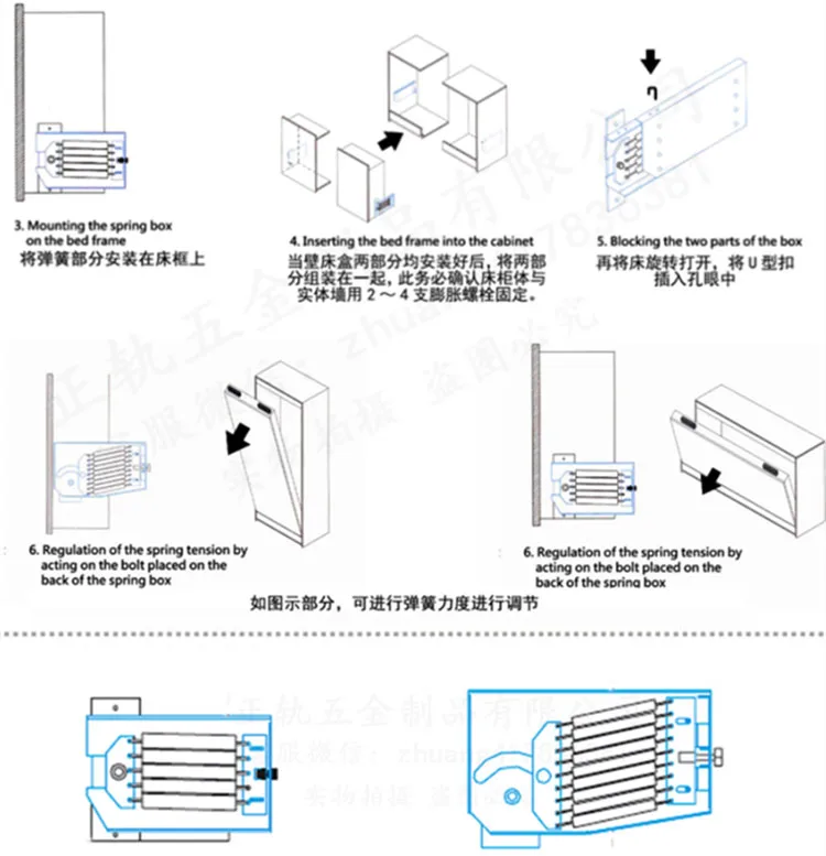 DIY Мерфи стенная кровать механизм 5 пружин кровать аппаратный комплект складной механизм кровати для 0,9-1,2 м кровать